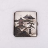 A JAPANESE SILVER AND COPPER INLAD CIGARETTE CASE, TAISHO PERIOD, 1912 – 1926 rectangular, enclosing