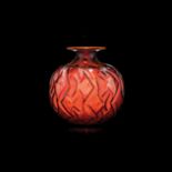 A LALIQUE 'PENTHIÈVRE' DEEP AMBER AND WHITE STAINED GLASS VASE, CIRCA 1928-1932 the original