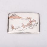 A JAPANESE SILVER AND COPPER INLAID CIGARETTE CASE, TAISHO PERIOD, 1912 – 1926 rectangular,