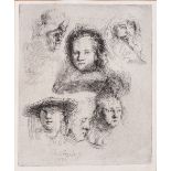 Rembrandt van Rijn (Dutch 1606-1669) STUDIES OF THE HEAD OF SASKIA AND OTHERS signed and dated