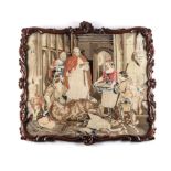 A NEEDLEWORK PANEL, DEPICTING A TITHING SCENE,19TH CENTURY depicting the blessing of the hunter's