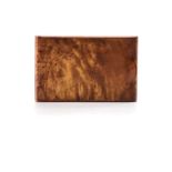 A RUSSIAN KARELIAN BURR WALNUT CIGARETTE CASE the hinged lid enclosing a compartment 13cm long