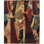 Alfred Frederic Krenz (South African 1899-1980) ABSTRACT WITH BROWN, ORANGE AND GREEN