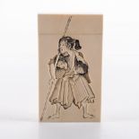 A JAPANESE CARVED IVORY CARD CASE, MEIJI PERIOD, 1868 – 1912 NOT SUITABLE FOR EXPORT rectangular,