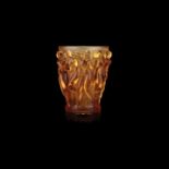 A LALIQUE 'BACCHANTES' AMBER FROSTED GLASS VASE, 1927-2007 EDITION ANNIVERSAIRE the original