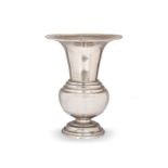 A BATAVIAN PAKTONG SPITTOON, LATE 19TH CENTURY of baluster form with flared rim 37,5cm high