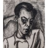Johannes Petrus Meintjes (South African 1923-1980) SELF-PORTRAIT signed and dated 1946 charcoal on