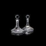 A PAIR OF CUT-GLASS SHIP'S DECANTERS, 20TH CENTURY