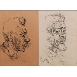 Gregoire Johannes Boonzaier (South African 1909-2005) OLD MAN WITH MOUSTACHE and OLD MAN WITH BEARD