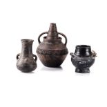 THREE ETHIOPIAN/NORTH AFRICAN BLACKENED CERAMIC VESSELS