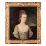 Manner of George Romney (British 1734-1802) PORTRAIT OF A LADY a plaque adhered to the frame bears