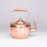 A COPPER KETTLE, 19TH CENTURY of typical form, swan-neck spout, copper handle 36,5cm high