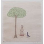 Keiko Minami (Japanese 1911-2004) A GIRL, TREE AND BIRD