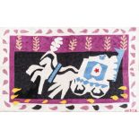 A CONTEMPORARY KASHMIR EMBROIDERED TAPESTRY, AFTER MATISSE rayon on handwoven cotton depicting a