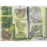 Sydney Goldblatt (South African 1919-1979) ABSTRACT WITH GREEN FIGURES signed mixed media on paper