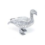 A PATRICK MAVROS SILVER KNOB NOSED GOOSE, HARARE, ZIMBABWE, 20TH CENTURY realistically modelled in a