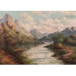 F A Scotty (South African 20th Century-) MOUNTAIN STREAM signed oil on board 41 by 59cm