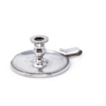 A GEORGE V SILVER MINIATURE CHAMBERSTICK, GREY & CO., CHESTER, 1911 circular with beaded rims, the