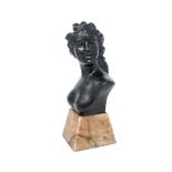 JEF LAMBEAUX (1852 - 1908), SPELTER CAST OF A YOUNG WOMAN bust of a nude young woman on a