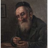 Rudolph Klingsbogl (Austrian 1881-1943) THE PIOUS MONEY LENDER signed oil on canvas 15,5 by 14,5cm