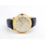 GENTLEMEN'S ZENITH G/P WRISTWATCH, circular off white dial with gold baton hour markers and Arabic