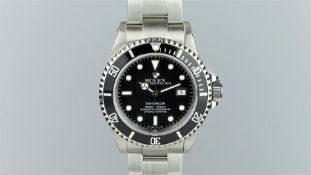 GENTLEMEN'S ROLEX SEA DWELLER w/ BOX & PAPERS REF. 16600, circular black dial with dot hour