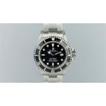 GENTLEMEN'S ROLEX SEA DWELLER w/ BOX & PAPERS REF. 16600, circular black dial with dot hour