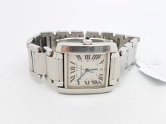 Gentlemen's Cartier Francaise DateÂ Wristwatch Ref. 2302, square two tone white dial with roman