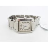 Gentlemen's Cartier Francaise DateÂ Wristwatch Ref. 2302, square two tone white dial with roman