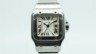 Ladies' Cartier Santos Wristwatch, square two tone dial with Roman numerals and inner minute