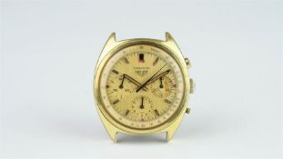 RARE GENTLEMEN'S HEUER CARRERA VINTAGE GOLD PLATED CHRONOGRAPH REF. 73655, circular champagne dial