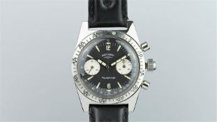 Gentlemen's Rotary Aquaplunge Valjoux 7733 Vintage Chronograph Wristwatch, circular dark navy twin