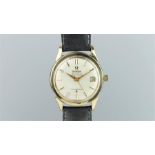 Gentlemen's Omega Constellation Calendar Gold Capped Vintage Wristwatch, circular silver champagne