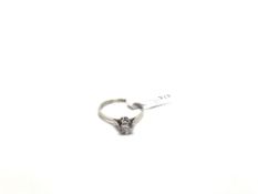 Single stone diamond ring, old cut diamond weighing an estimated 0.38ct, set in white metal, ring