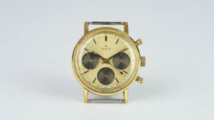 RARE GENTLEMEN'S ZENITH OVERSIZE VINTAGE CHRONOGRAPH REF. 1305, circular champagne triple register