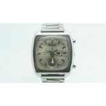 Gentlemen'sÂ Seiko Monaco Chronograph Wristwatch, square silver dial with colourful subsidiary