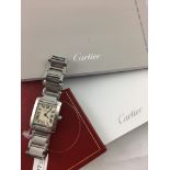 Ladies' Cartier Francaise Ref. 2384 w/ Papers, square off white dial with Roman numerals and inner