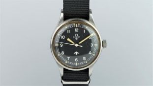 RARE MILITARY OMEGA R.A.F.'BROAD ARROW' STAINLESS STEEL WRISTWATCH, circular black tritium dial with