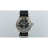 RARE MILITARY OMEGA R.A.F.'BROAD ARROW' STAINLESS STEEL WRISTWATCH, circular black tritium dial with