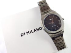 GENTLEMEN'S D1 MILANO ULTRA THIN WRISTWATCH w/ BOX, grey dial in a grey stainless steel case with