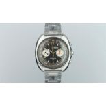 GENTLEMEN'S ROAMER PASADENA 733 VINTAGE STAINLESS STEEL CHRONOGRAPH, circular black twin register