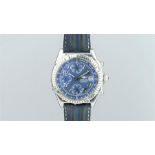 GENTLEMEN'S BREITLING CHRONOMAT STAINLESS STEEL WRISTWATCH REF. B13050, circular blue triple