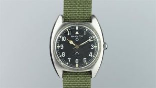 Gentlemen'sÂ Hamilton RAF Military 1973 Vintage Wristwatch, circular black very clean dial with