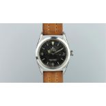 RARE GENTLEMEN'S Rolex EXPLORER STAINLESS STEEL WRISTWATCH REF. 1016, circular black radium dial