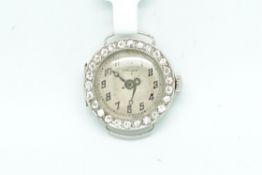 Art Deco cocktail watch, circular dial signed Vulcain, Arabic numerals, diamond bezel, mounted in