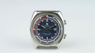 GENTLEMEN'S LIP NAUTIC SKI SUPER COMPRESSOR STAINLESS STEEL WRISTWATCH, circular blue multi coloured