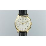 RARE GENTLEMEN'S ZENITH 18CT GOLD VINTAGE CHRONOGRAPH, circular white twin register dial with gold