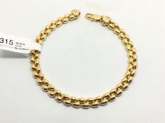 18ct yellow gold bracelet, designed as two rows of oval beads, gross weight approximately 12.4