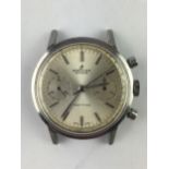 GENTLEMEN'S BREITLING TOP TIME STAINLESS STEEL VINTAGE CHRONOGRAPH, circular silver twin register