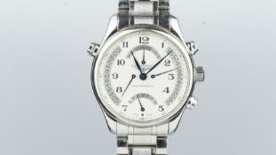 GENTLEMEN'S LONGINES CHRONOGRAPH REF. L.6.982, multi tone dial, day date dials, large stainless